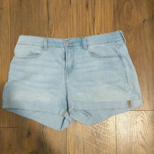 Light blue denim shorts